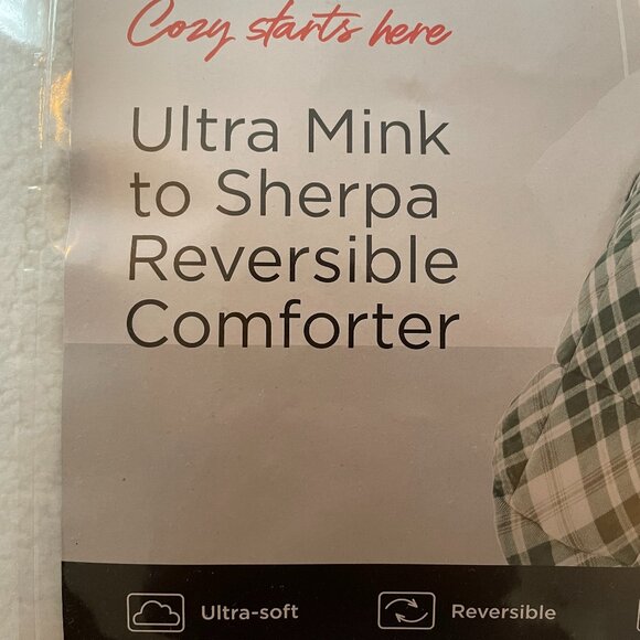 JCPenney DISCONTINUED VINTAGE Cozy Ultra Mink Sherpa Reversible KING Comforter - Picture 8 of 10